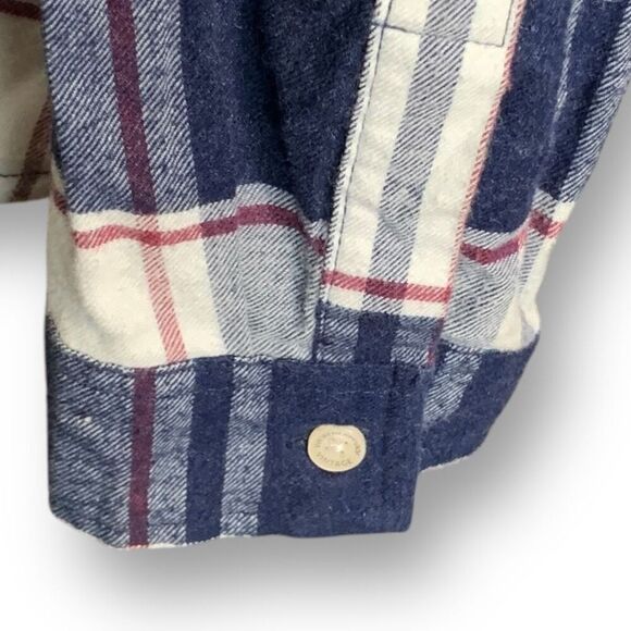 Weatherproof Vintage Plaid Flannel Comfort Stretch Navy Button-Down Shirt XL - Picture 9 of 13